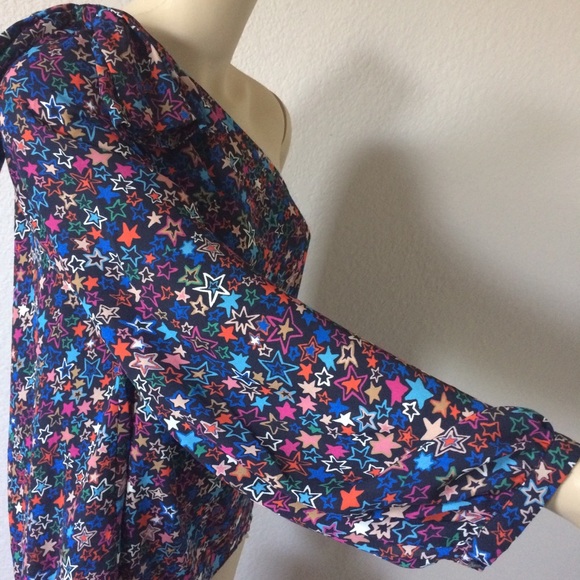 J. Crew long sleeve one shoulder star blouse - Picture 5 of 8